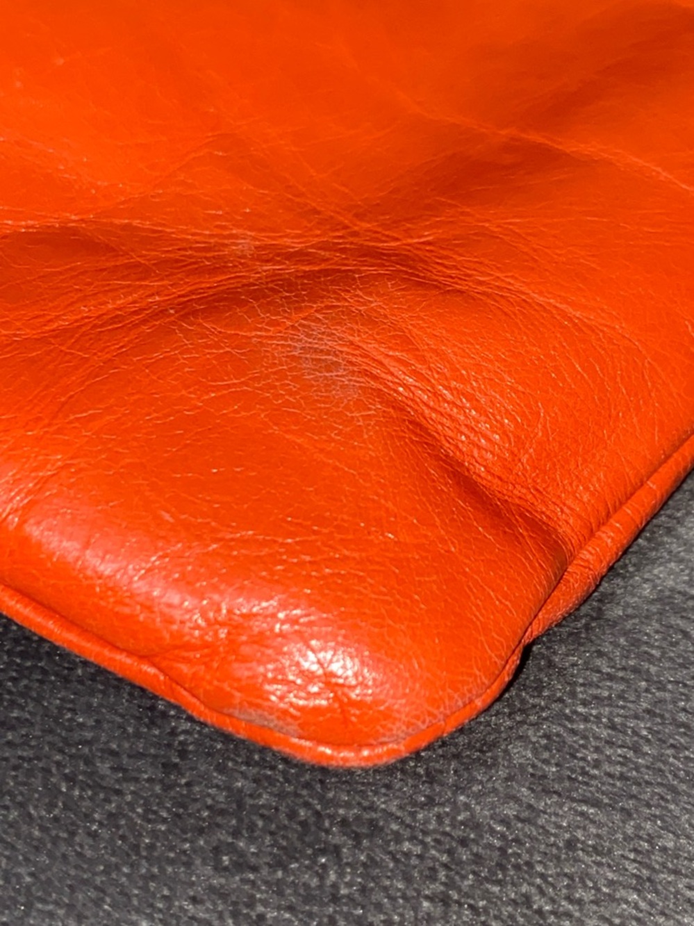 HOBO Orange Leather Ring-Handle Wristlet - Picture 6 of 9